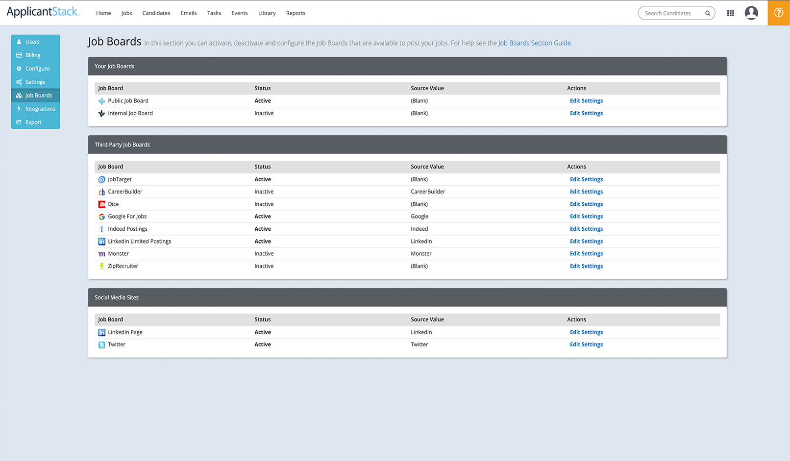 Applicant tracking and onboarding dashboard.